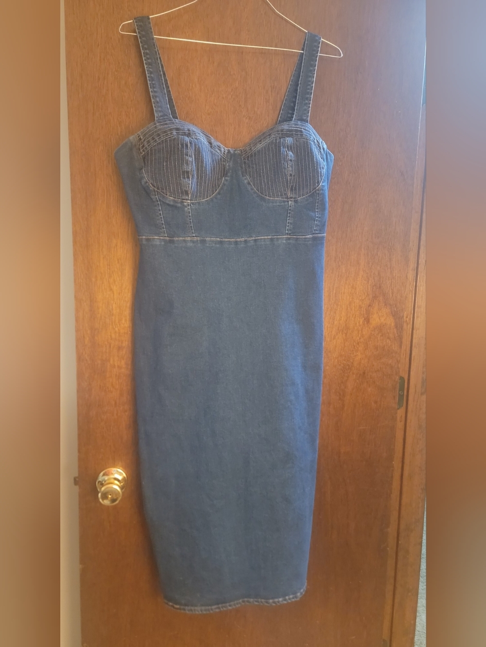 Forever 21. Denim Bustier Midi Dress - Dark Blue Size 1x